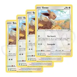 Pokemon - Eevee x 4 - 125/203 NM - Evolving Skies - Free Holographic Card - Image 1