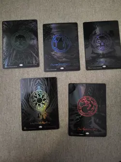 Phyrexia All Will Be One MTG Oil Slick Raised Foil Set of 5, One of each land - Image 1