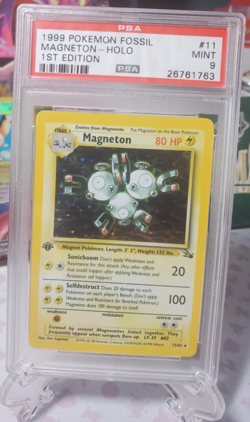 Pokemon Fossil Magneton 1st Edition #11/62 Holo PSA MINT 9 - Image 1