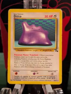 Pokemon Ditto 18/62 Fossil Unlimited Non Holo Rare WOTC HP - Image 1