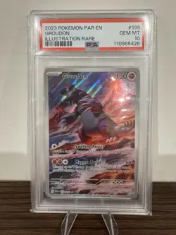 Pokemon Groudon TCG Illustration Rare Card 199/182 Paradox Rift PSA 10 - Image 1