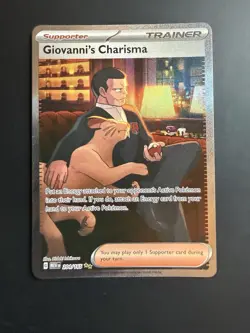 GIOVANNI'S CHARISMA Scarlet & Violet POKEMON Full-Art Holo Trading Card 204/165 - Image 1