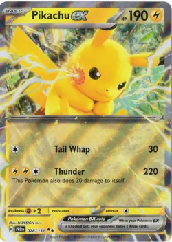 Pokemon TCG Pikachu EX Double Rare Holo Card 028/131 Prismatic Evolutions NM - Image 1