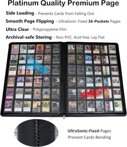 Premium 2300 Pockets Card Binder, Large 36-Pocket 2000+ Ringless Trading Card Al - Image 4