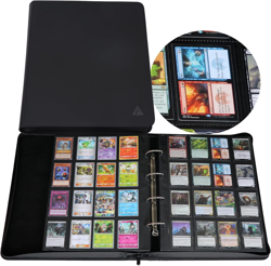 2000 Trading Card Binder, 16 Pocket D-Ring Card Binder Fit 2016 Cards - Large Ca - Image 1