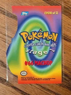 Machop #66 Die-Cut Embossed EVO10 Pokemon Topps Series 3 Blue Logo LP - Image 2
