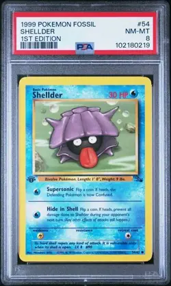 PSA 8 SHELLDER 54 FOSSIL 1ST EDITION POKEMON - Image 1