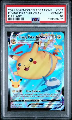 2021 POKEMON CELEBRATIONS #007 FULL ART/FLYING PIKACHU VMAX PSA 10 - Image 1