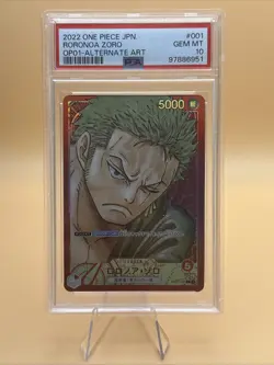 PSA 10 Roronoa Zoro Parallel OP01-001 L ROMANCE DAWN ONE PIECE Card Japanese - Image 1