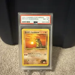 TCG 2000 Pokemon GYM HEROES Non-Holo Card BROCK'S SANDSHREW 72/132 PSA 8 - Image 1