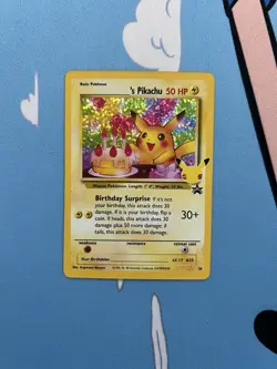 Birthday Pikachu Pokemon 25th Anniversary Celebrations Card 24 Pokemon Authentic - Image 1
