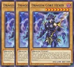 Yugioh - Dragon Core Hexer x 3 - 1st Edition Rare LP - Plus Free Holo Card - Image 1