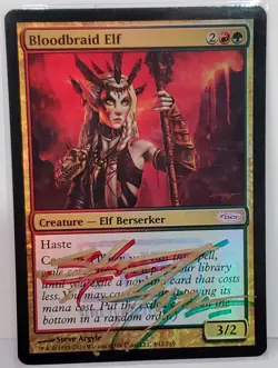 MTG FOIL FNM PROMO BLOODBRAID ELF SHADOW SIGNED BY ARTIST - Image 1