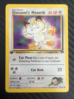 Pokemon TCG Gym Challenge 1st Edition Giovanni's Meowth 74/132 Regular DMG - Image 1