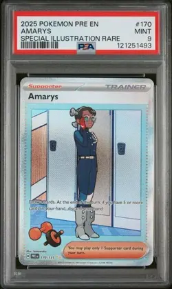 PSA 9 2025 Pokemon Pre En-Prismatic Evolutions #170 Amarys Illustration Rare SI - Image 1