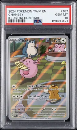 2024 POKEMON TWM EN-TWILIGHT MASQUERADE ILLUSTRATION RARE #187 CHANSEY PSA 10 - Image 1