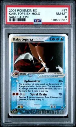 2003 POKEMON EX SANDSTORM #97 KABUTOPS EX-HOLO PSA 8 - Image 1