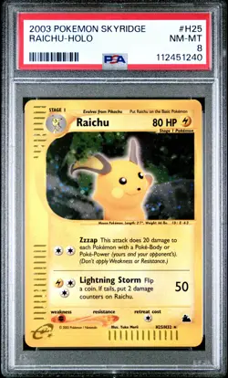 2003 POKEMON SKYRIDGE #H25 RAICHU-HOLO PSA 8 - Image 1