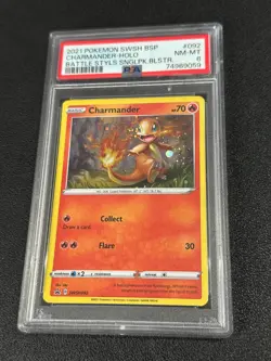 2021 Pokemon TCG Charmander SWSH092 Battle Styles Black Star Promo PSA 8 - Image 1
