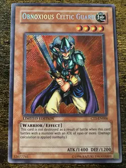 Yu-Gi-Oh Obnoxious Celtic Guard CT1-EN006 LP Secret Rare Limited Edition - Image 1