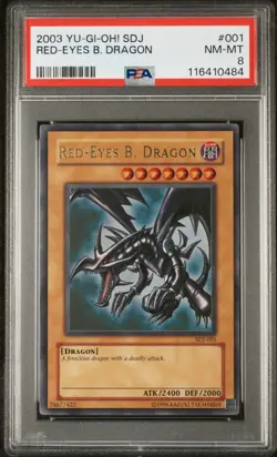 2003 Red-Eyes B. Dragon SDJ-001 Ultra Rare PSA 8 NM-MT - Image 1