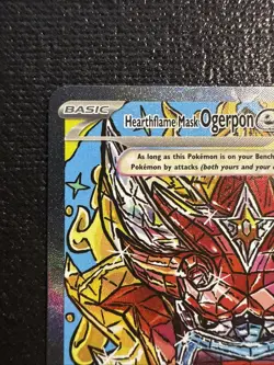 Hearthflame Mask Ogerpon EX Prismatic Evolutions Holo Pokemon TCG Card 148/131 - Image 3