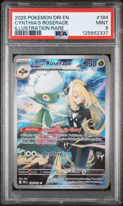 2025 POKEMON DRI EN-DESTINED RIVALS 184 CYNTHIA'S ROSERADE PSA 9 - Image 1