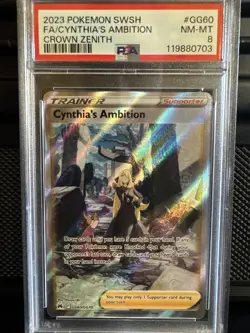 2023 POKEMON SWSH FA/CYNTHIA’S AMBITION CROWN ZENITH #GG60 PSA 8 - Image 1