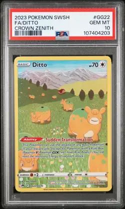 2023 POKEMON SWORD & SHIELD CROWN ZENITH #GG22 FULL ART/DITTO PSA 10 - Image 1