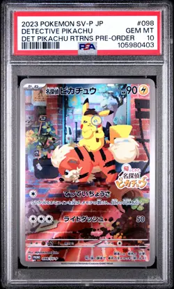 2023 POKEMON JAPANESE SV-P PROMO #098 DETECTIVE PIKACHU PSA 10 - Image 1