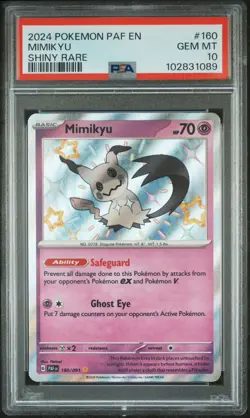 2024 Pokemon Paldean Fates Mimikyu 160/091 Shiny Rare PSA GEM MT 10 - Image 1