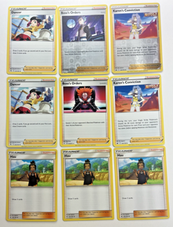 Pokemon Tcg Lot of 9 Dancer, Boss's Orders, Karen's Item Trainer Reverse Holo - Image 1