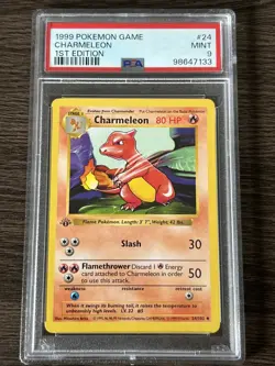 Pokemon TCG Charmeleon Base Set 1st Edition 24/102 Holo Rare PSA 9 - Image 1