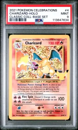 2021 Pokemon Celebrations Classic Collection Base Set Charizard Holo PSA 9 - Image 1