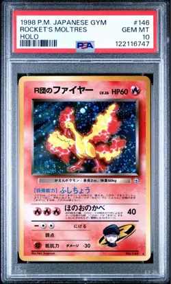 1998 Pokemon Gym Rocket's Moltres Holo PSA 10 Japanese Card - Image 4