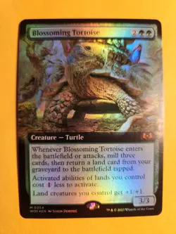NM Authentic Blossoming Tortoise Extended Foil Wilds of Eldraine 0354 Mythic MTG - Image 1