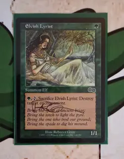 X 1 Signed Elvish Lyrist NM Urza's Saga Artist Rebecca Guay 1998 MTG Magic - Image 1