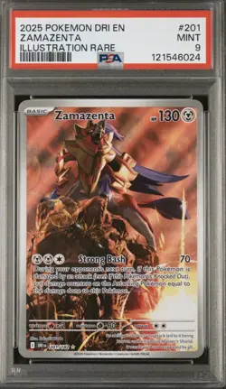 2025 POKEMON DRI EN-DESTINED RIVALS 201 ZAMAZENTA ILLUSTRATION RARE - PSA 9 - Image 1
