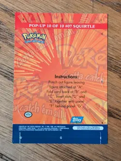 Topps TV Animation Pokemon Series 3 Squirtle Pop-Up #10 - Image 2