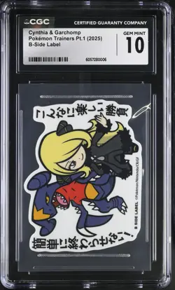 CGC GEM MINT 10 Cynthia & Garchomp B-Side Label Pokemon Stickers 2025 Japan Orig - Image 1