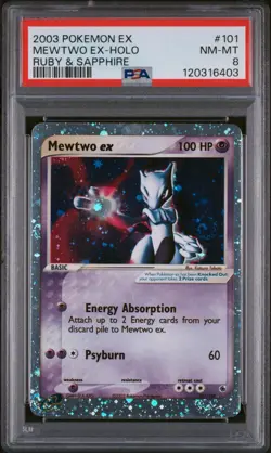 Pokemon Mewtwo 101/109 EX Holo Ruby & Sapphire PSA 8 FOUR SWIRLS Beautiful Card - Image 2