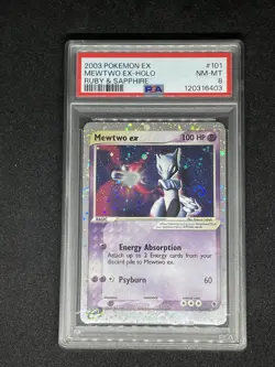 Pokemon Mewtwo 101/109 EX Holo Ruby & Sapphire PSA 8 FOUR SWIRLS Beautiful Card - Image 4