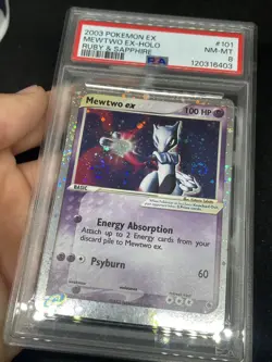 Pokemon Mewtwo 101/109 EX Holo Ruby & Sapphire PSA 8 FOUR SWIRLS Beautiful Card - Image 5