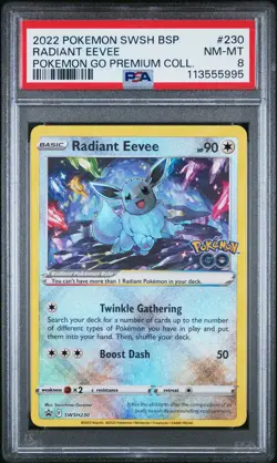 2022 POKEMON SWSH BLACK STAR PROMO #230 RADIANT EEVEE PSA 8 - Image 1