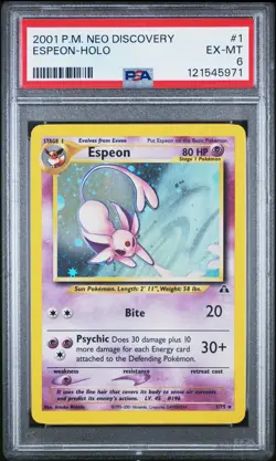 2001 Pokemon Neo Discovery Espeon Holo #1 PSA 6 - Image 1