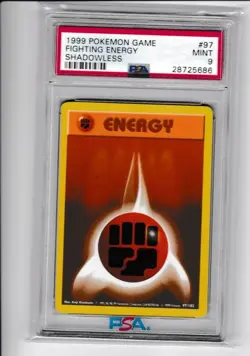1999 POKEMON GAME #97 FIGHTING ENERGY PSA 9 MINT SHADOWLESS BASE SET - Image 1