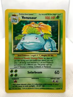 Venusaur 15/102 Holo Rare Base Set 1999 Unlimited Pokemon TCG - Image 1