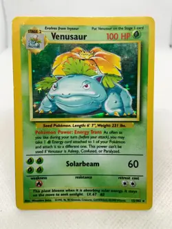 Venusaur 15/102 Holo Rare Base Set 1999 Unlimited Pokemon TCG - Image 5