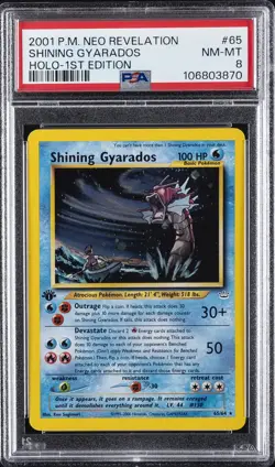 2001 POKEMON NEO REVELATION 1ST ED #65 SHINING GYARADOS-HOLO PSA 8 - Image 1