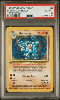 PSA 6 1999 Pokemon Game 8 Machamp-Holo 1st Edition Fast & Free Delivery! - Image 1